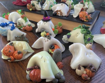 Grab Bag! Handmade Polymer Clay Ghost Figurines: Spooky Halloween Decor