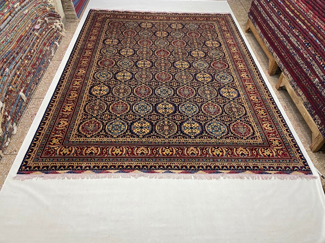 10x13 Ft Handmade Afghan Rug Natural Veg Dyed Hand Spun Organic Wool