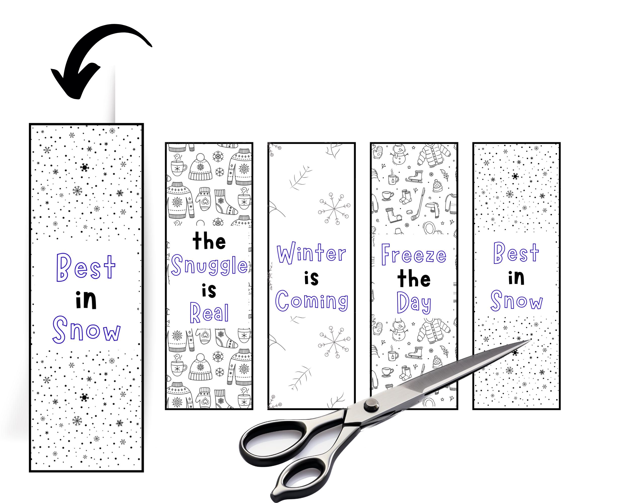 Winter Themed Coloring Printable Bookmarks (PDF Download) - Etsy