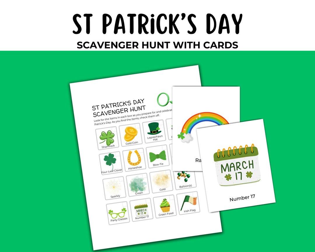 St. Patrick’s Day Scavenger Hunt Printable With Cards to Hide – Fun ...