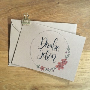 Karte Danke, Danke sagen Geschenk,Dankeskarte Kraftpapier,Karte Dankeschön,Klappkarte Danke Blumen,Vielen Dank Karte, Dankeschön, kein Druck