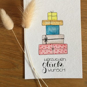 Geburtstagskarte handgemacht, Geburtstagskarte individuell, Glückwunschkarte Geburtstag, Geburtstag Gratulation, Karte Aquarell, kein Druck