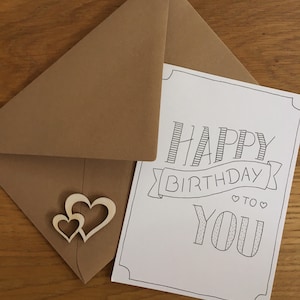 Geburtstagskarte handgemacht, Postkarte Geburtstag, Karte Handlettering, Glückwunschkarte Geburtstag, Gratulationskarte, schlicht,kein Druck