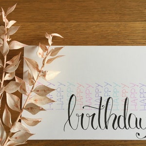 Geburtstagskarte handgemacht, Glückwunschkarte Geburtstag, Herzlichen Glückwunsch bunt, Karte runder Geburtstag, Postkarte, kein Druck