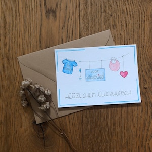 Geburt und Hochzeit, Herzlichen Glückwunsch, Handlettering, Glückwunschkarte, Gratulationskarte, Karte Hochzeit individuell, kein Druck