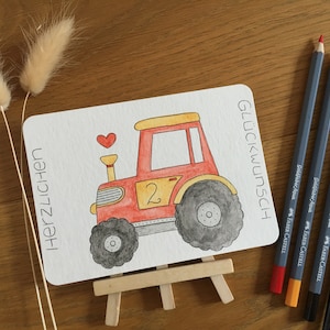 Geburtstagskarte Kind, Karte Traktor, Karte 1. Geburtstag, Karte Kindergeburtstag, Kindergeburtstagskarte, Glückwunschkarte Kind, kein Druck