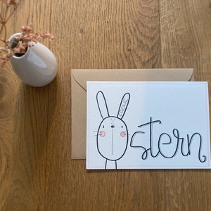 Ostern | Osterkarte | Ostergrüße | Happy Easter | individueller Text | Hase | Klappkarte | kein Druck | Unikat