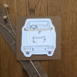 Karte zur Hochzeit, Mr & Mrs, Oldtimer, Just Married, Handlettering, Glückwunsch zur Hochzeit, Karte Hochzeit individuell, kein Druck