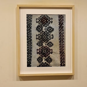 Turkish Ethnic Patterned Wall Tapestry Art, Framed Mini Vintage Turkish Rug Wall Hanging