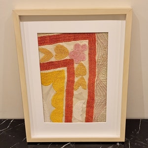 Decorative Vintage Suzani, Framed Wall Embroidery Craft, Unique Turkish rug framed, Boho wall decor idea, Housewarming, Wooden wall tapestry