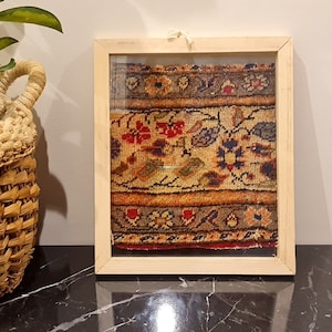Framed Tufted Rug Handmade, Floral Texture Wall Art