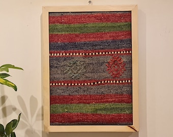 Framed Tapestry Art Decor, Vintage and Ethnic Striped Rug