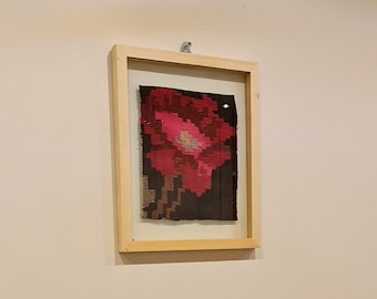 Wall Hanging Framed Floral Vintage Rug, Housewarming gift idea, Christmas gift idea