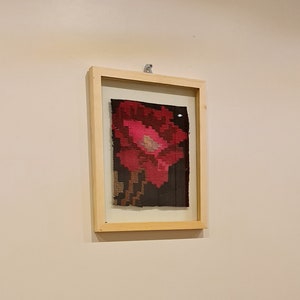 Wall Hanging Framed Floral Vintage Rug, Housewarming gift idea, Christmas gift idea