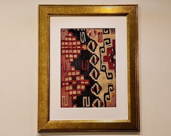 Colored Ethnic Kilim Textile Wall Art, Turkish Vintage Wall Hanging Framed Rug, Housewarming gift idea, Christmas Gift idea