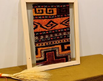 Vintage Tribal Wall Art, Framed Old Ethnic Textiles,  Christmas gift idea