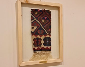 Boho wall hanging, boho wall framed, Wooden wall tapestry, Unique Turkish rug framed, Boho wall decor, Housewarming gift, Christmas gift
