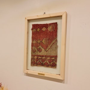 Boho Wall Hanging Tapestry in Frame, Unique Turkish rug framed, Boho wall decor idea, Housewarming gift idea, Wooden wall tapestry
