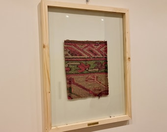 Vintage Weaving Textile Wall Loom Decor, Unique Turkish rug framed, Boho wall decor idea, Housewarming gift idea, Wooden wall tapestry