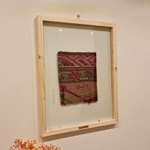 Vintage Weaving Textile Wall Loom Decor, Unique Turkish rug framed, Boho wall decor idea, Housewarming gift idea, Wooden wall tapestry