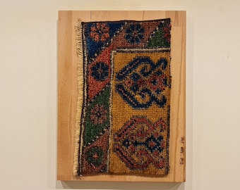 Arte de parede têxtil com motivo turco, arte de parede têxtil emoldurada, tapete vintage para pendurar na parede, decoração de tapete de parede têxtil
