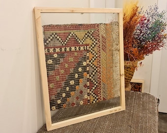 Vintage Turkish Rug Large Framed Art for Interior Design, Boho Wall decor idea, Unique Turkish Rug Framed, Housewarming gift idea