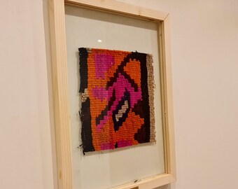Antique Turkish Rug Wall Hanging in Frame