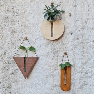 Set of 3 Propagation Station Wall Hanging, Triangle Round and Rectangle Wall Planter Indoor and Outdoor, Bıg new year sale, Wall decor