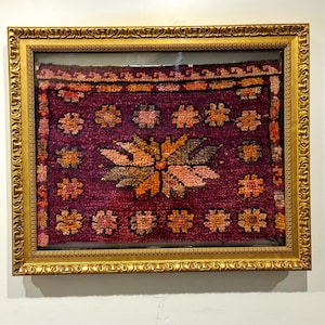 Flower pattern design textiles rug wall art,  boho framed fabric wall art bedroom, 20 x 24 inch Engraved Wood Frame,  Christmas gift idea