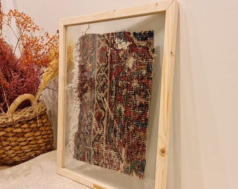 Decoração de parede tribal, suspensão de parede tribal, tapete turco exclusivo emoldurado, ideia de decoração de parede Boho, ideia de presente de inauguração, tapeçaria de parede de madeira
