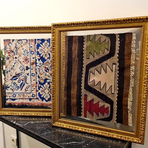 Vintage Ethnic Geometric Pattern Wall Kilim Rug Framed Art Etsy