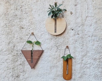 Set of 3 Propagation Station Wall Hanging, Triangle Round and Rectangle Wall Planter Indoor and Outdoor, Bıg new year sale, Wall decor