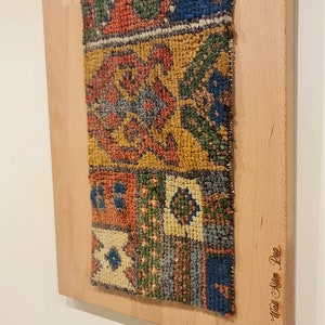 Geometric Patterned Brown Small Vintage Rug Wall Hanging image 6