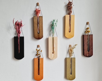 Set mit 7 Vermehrungsstationen, Boho Wandpflanzer für Stecklinge, handgefertigte Reagenzglasvasen aus Holz, zeitlich begrenzter Verkauf, Einweihungsgeschenkidee