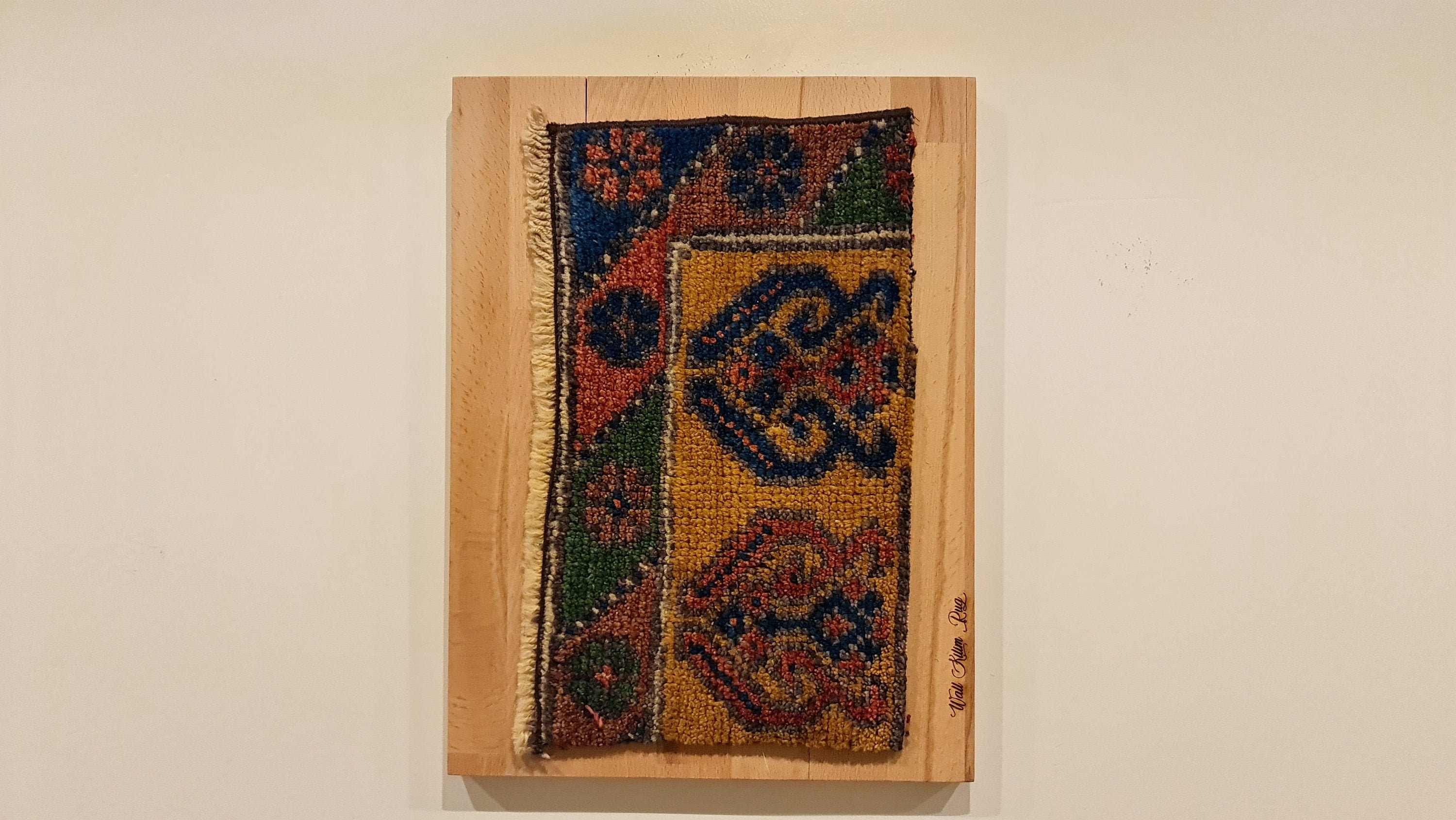 Arte de pared textil con motivo turco, Arte de pared textil enmarcado Colgante de pared vintage, Decoración de alfombra colgante de pared textil
