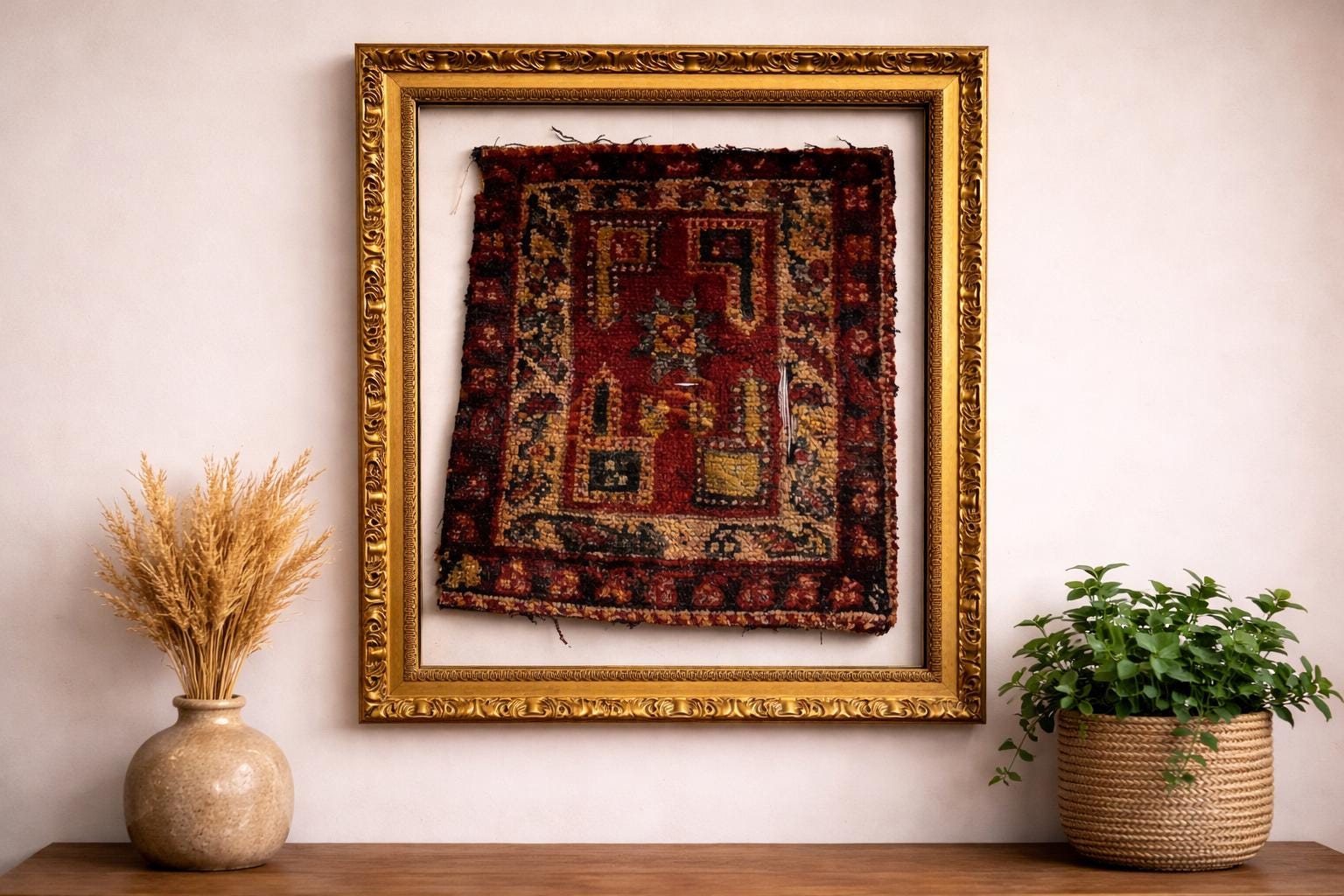 Ethnic Motifs Design Textile Patterns Rug Wall Hanging, Red Woven
