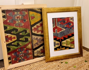 Neutral strukturierte Wandkunst, gewebter Wandbehang, Boho-Wanddekor-Idee, einzigartiger türkischer Teppich gerahmt, Housewarming-Geschenkidee