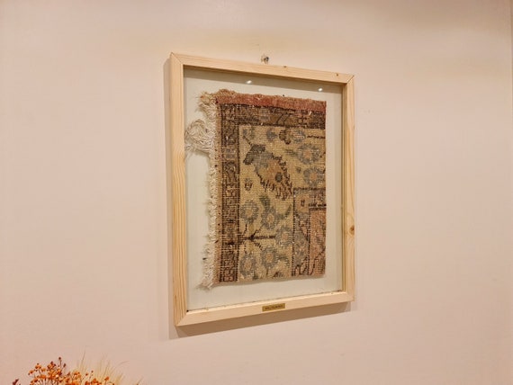 Groovy retro rug, groovy retro handmade art, Unique Turkish rug framed, Boho wall decor idea, Housewarming gift idea, Wooden wall tapestry