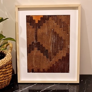 Framed Textile Wall Art, Wall Hanging Turkish Kilim Rug, Housewarming gift idea, Christmas Gift idea