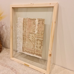 Vintage Wall Art, Turkish Folk Wall Hanging, Unique Turkish rug framed, Boho wall decor idea, Housewarming gift idea, Wooden wall tapestry