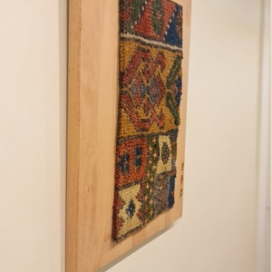 Geometric Patterned Brown Small Vintage Rug Wall Hanging image 7
