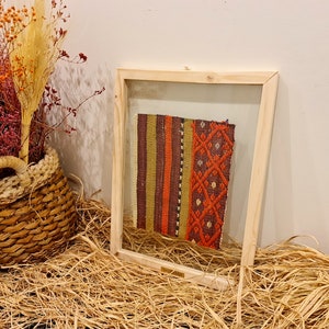 Ethnic Wall Basket, Boho Ethnic Mural Art, Unique Turkish rug framed, Boho wall decor idea, Housewarming gift idea, Wooden wall tapestry