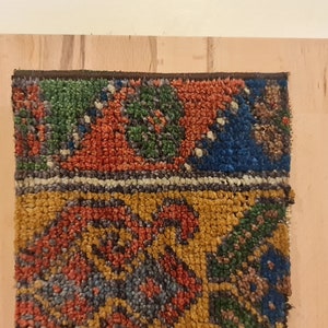 Geometric Patterned Brown Small Vintage Rug Wall Hanging image 4