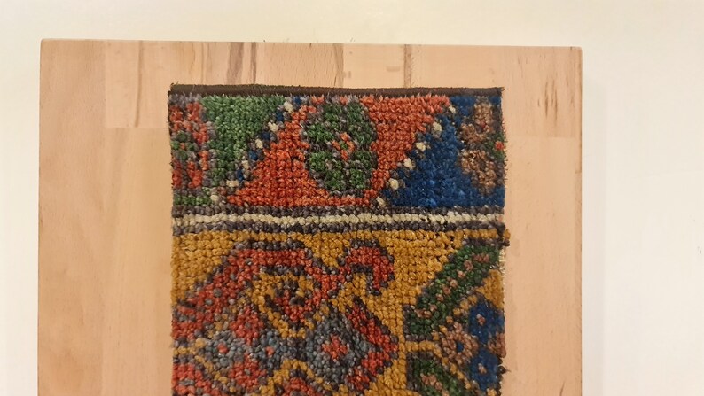 Geometric Patterned Brown Small Vintage Rug Wall Hanging image 4
