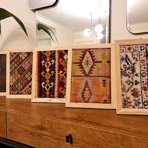 Ethnic pattern fabric textile framed wall art, Vintage kilim living rooms wall hanging decor, Kilim motif framed wall design,  SUMMER SALE