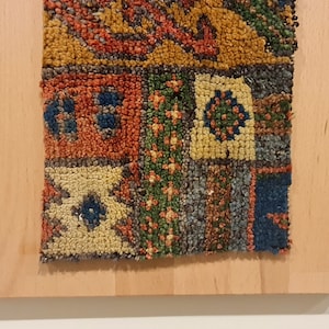 Geometric Patterned Brown Small Vintage Rug Wall Hanging image 3
