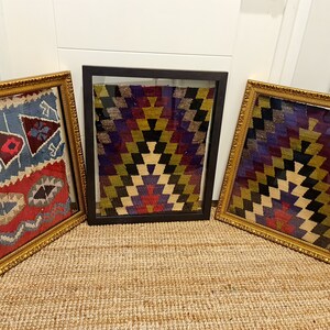 Geometric pattern fabric textile wall art, Wooden framed rug wall decor, Colorful tapestrywoven wall hanging rug decor, Christmas gift idea