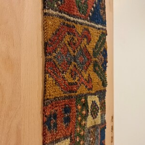 Geometric Patterned Brown Small Vintage Rug Wall Hanging image 2