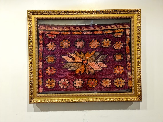 Flower Pattern Design Textiles Rug Wall Art Boho Framed Fabric Wall Art Bedroom 20 X 24 Inch Engraved Wood Frame BIG SUMMER SALE Etsy Canada