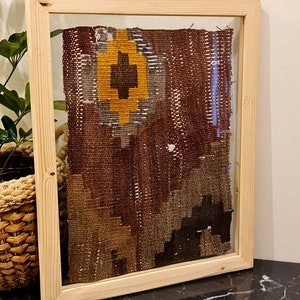 Woven Wall Hanging Geometric Textile, Framed Textile Wall Art, Christmas Gift idea, Wood wall decor, Housewarming gift idea